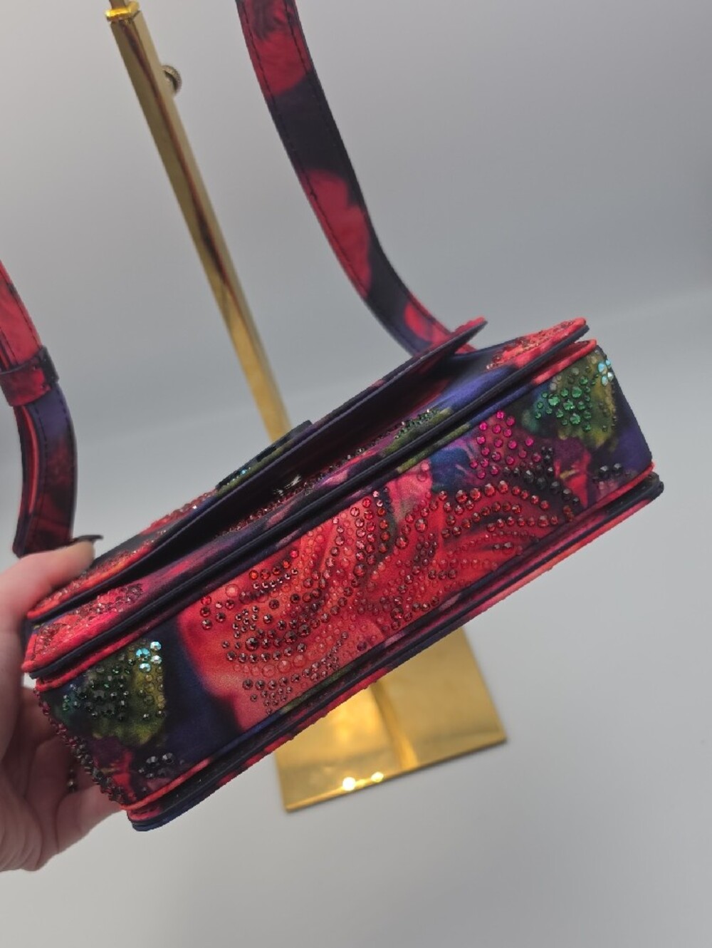 Christian Louboutin Loubi54 Crepe Satin Roses Small Crossbody (NWT)COA💙🌹💙 - Picture 9 of 16
